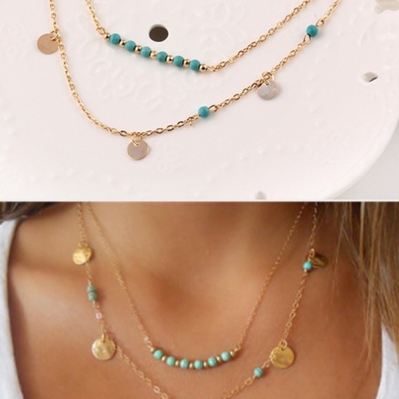 HP💝Goldtone & Jade Double strand accent necklace - Picture 2 of 4